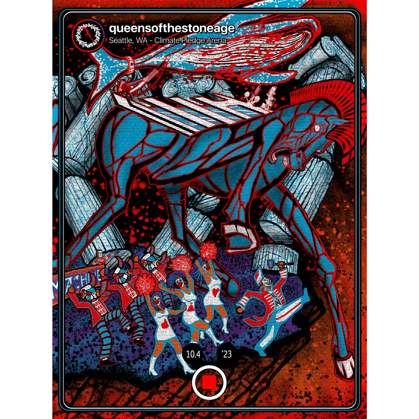 Queens of the Stone Age Poster - Seattle 2023 (regular wite paper)