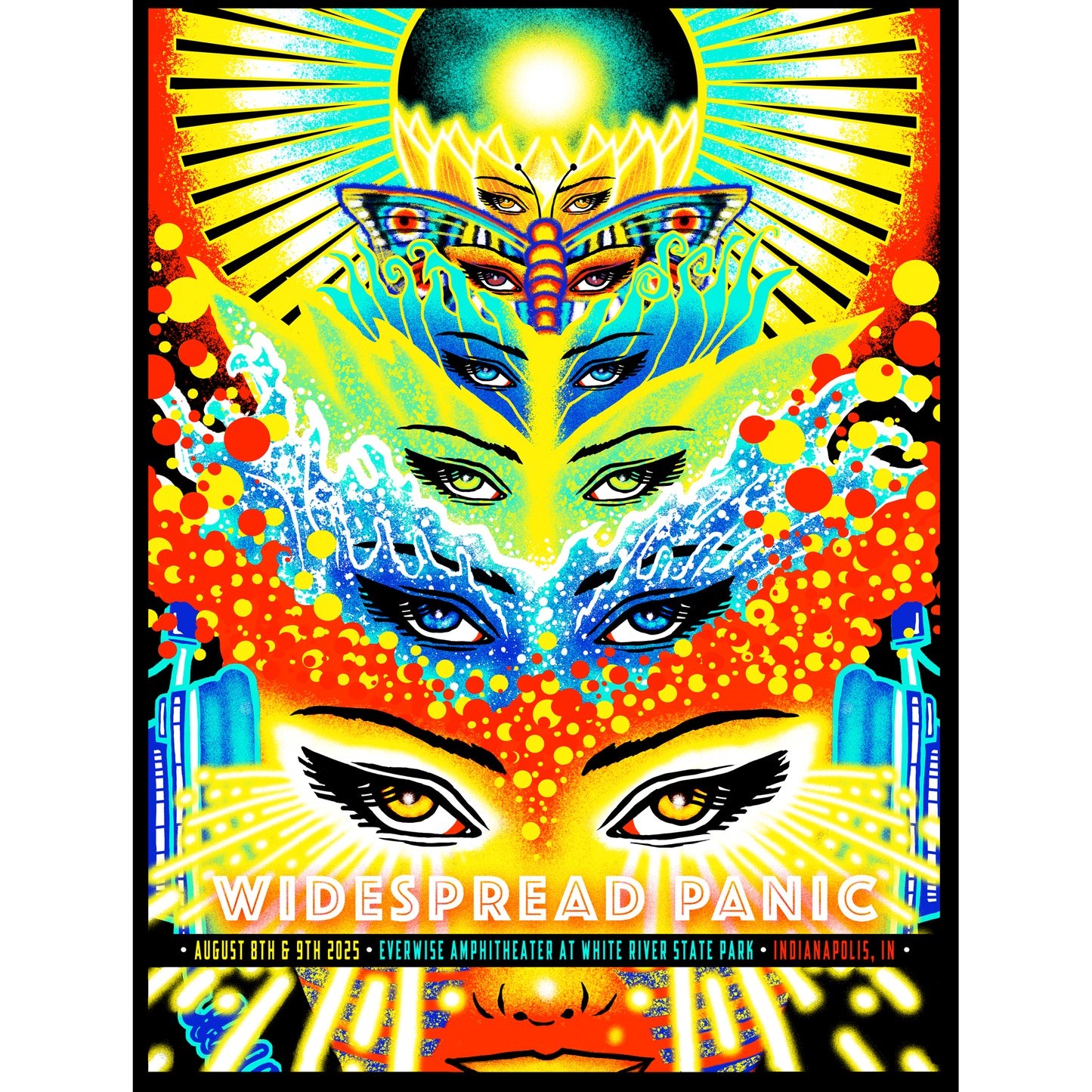 2025 WIDESPREAD PANIC POSTER - AUG. 8/9 INDIANAPOLIS (WHITE PAPER)