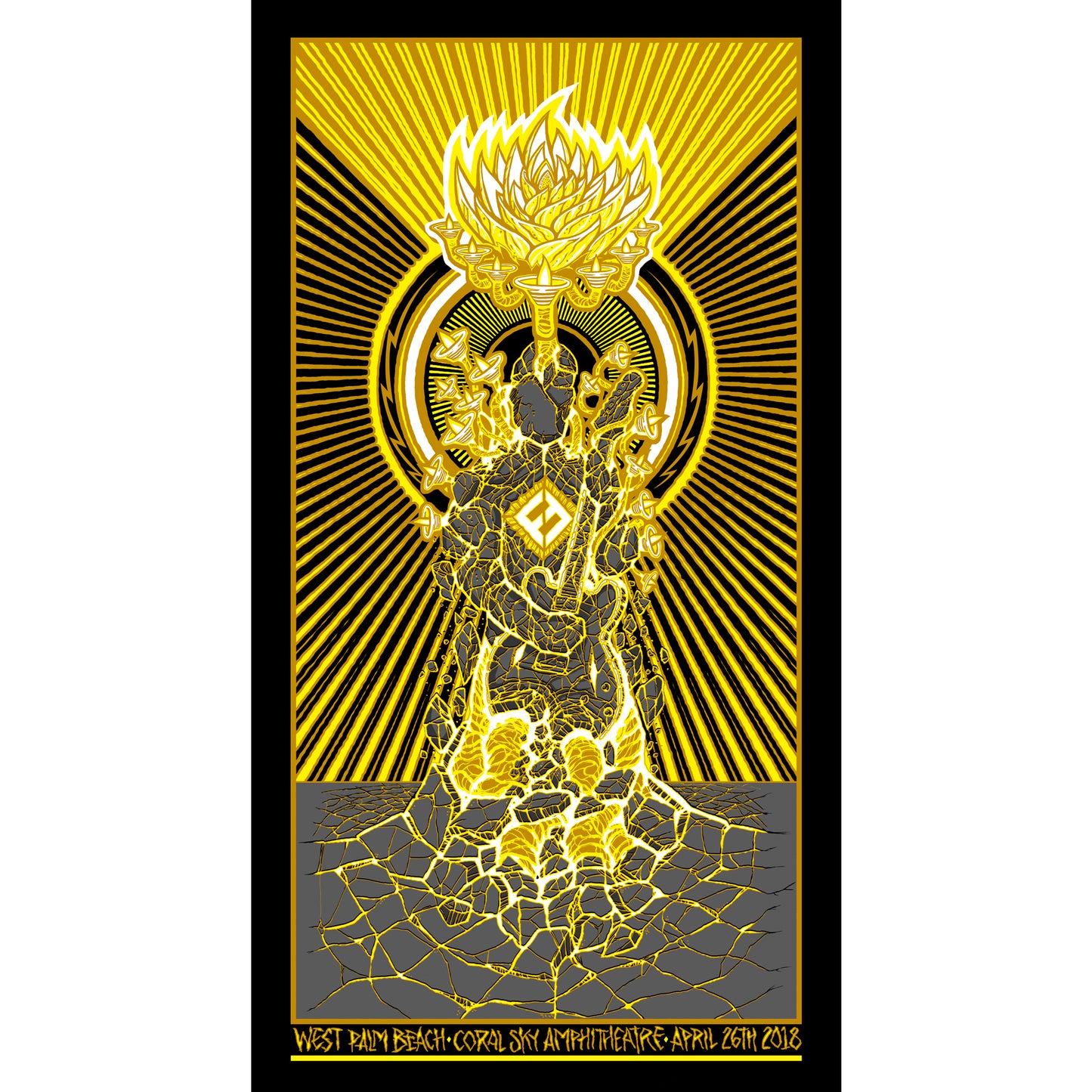 2018 Foo Fighters Poster - WEST PALM BEACH - GOLD FOIL